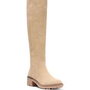 Vince Camuto Tall Beige Suede Over-the-Knee Boots